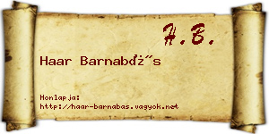 Haar Barnabás névjegykártya